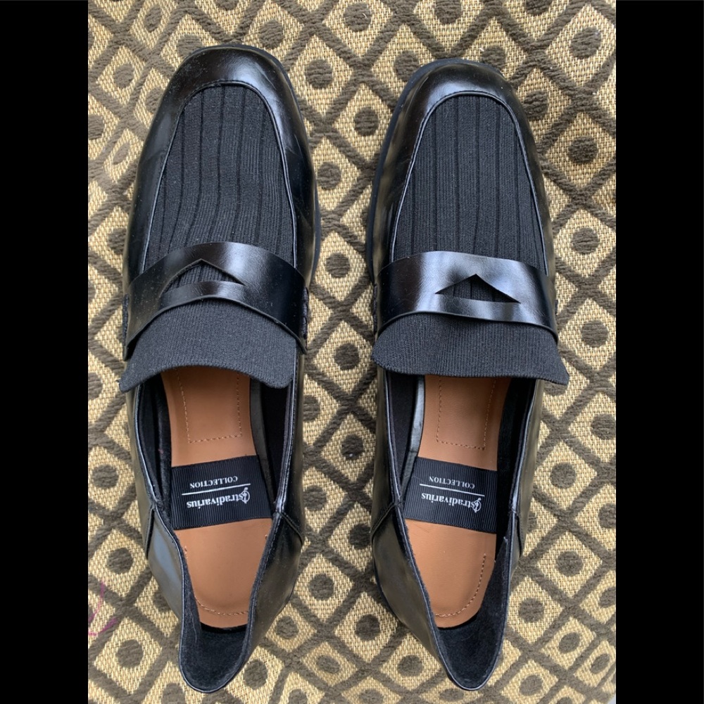 Black ASOS loafers. With fabric details. Size 40